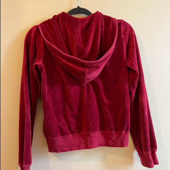 Vintage Velvet Red Crop Hoodie - Picture 2 of 2